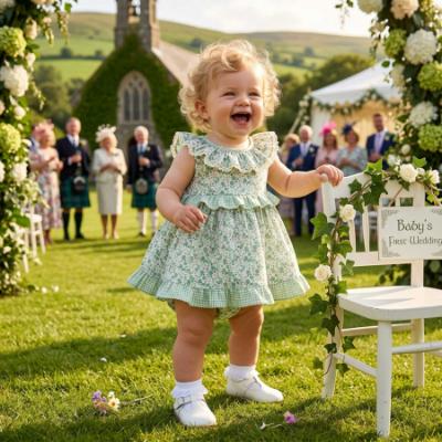 Picture of Miranda Baby Girls Floral Dress & Panties Set X 2 - White Green