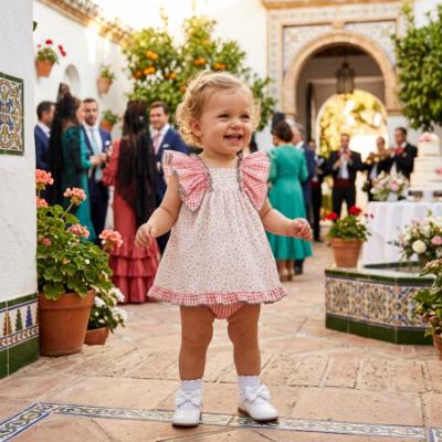 Picture of Miranda Baby Girls Gingham Ruffle Dress & Panties Set - White Pink