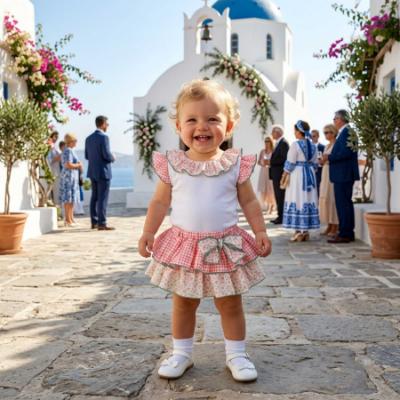 Picture of Miranda Baby Girls Floral & Gingham Jam Pant Set - White Pink