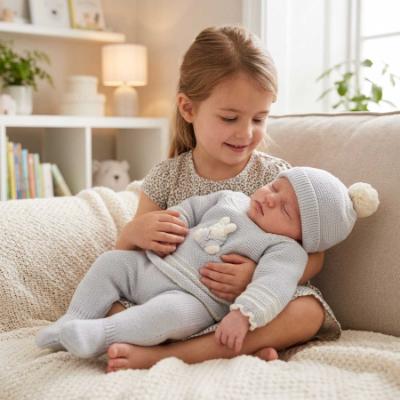Picture of Mac Ilusion Baby Knitted Collection Rabbit Sweater Leggings Hat Set X 3 - Moonlight Grey