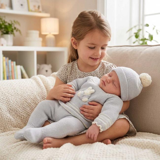 Picture of Mac Ilusion Baby Knitted Collection Rabbit Sweater Leggings Hat Set X 3 - Moonlight Grey