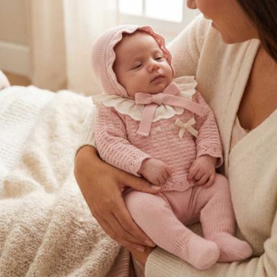 Picture of Mac Ilusion Baby Knitted Collection Girls Sweater Bottoms Bonnet Set X 3 - Vintage Pink