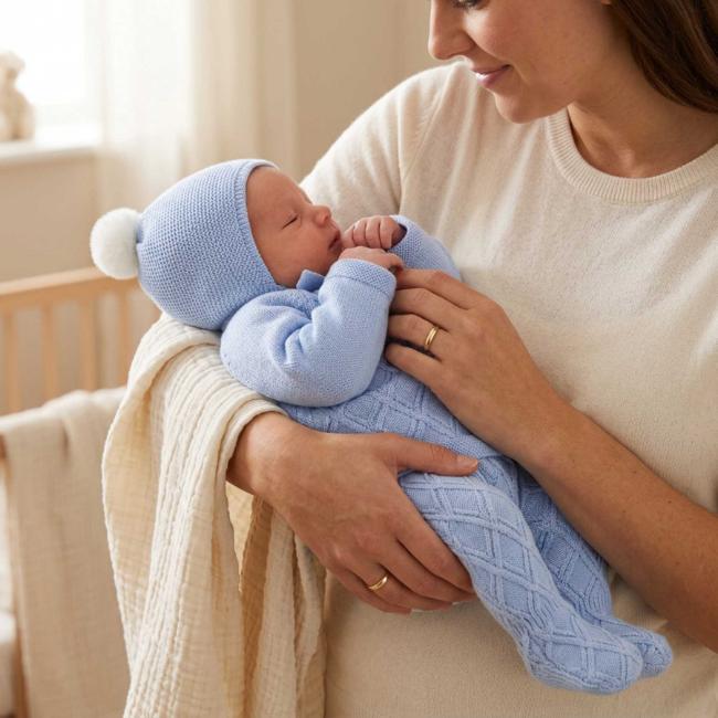 Picture of Mac Ilusion Baby Knitted Collection Sweater Leggings Hat Set X 3 - Sky Blue