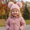 Picture of Mac Ilusion Baby Knitted Collection Detachable Double Pom Pom Hat - Vintage Pink