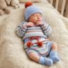 Picture of Mac Ilusion Baby Knitted Collection Jacquard Sweater Bottoms Hat Booties Set X 4 - Sky Blue