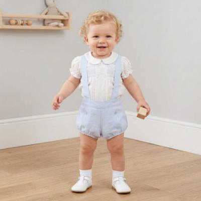 Picture of Mac Ilusion Baby Specially Collection Boys Smocked Top & Romper Set X 2 - Ivory Blue