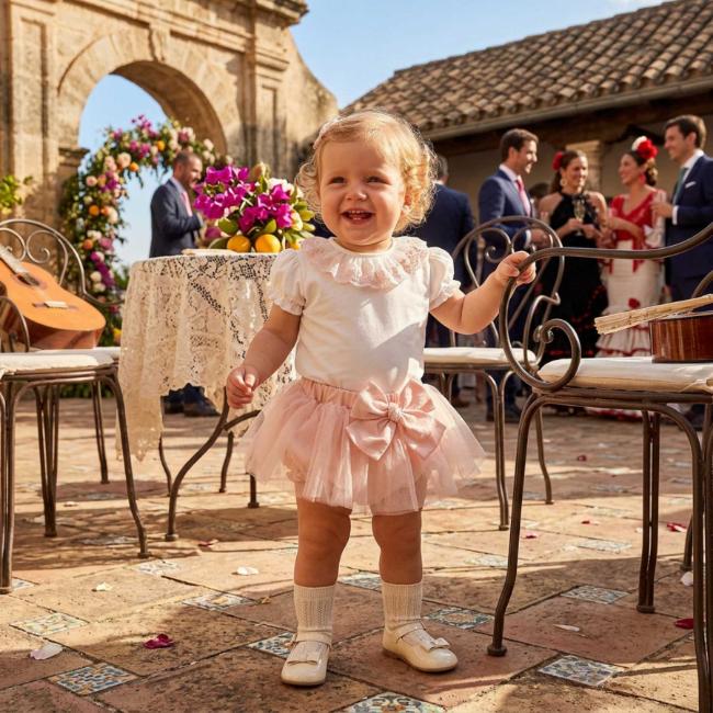 Picture of Mac Ilusion Baby Gorgeous Collection Girls Lace Jampant Set X 2 - Nude Pink 