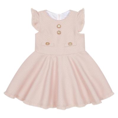 Picture of Deolinda Chic Girls Linda Flared Dress With Pearl & Diamante Trims & Fringe Edge - Pink