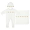 Picture of Deolinda Chic Baby Girls Linda Collection Daisy Blanket Sleepsuit & Hat Set X 3 - White Gold