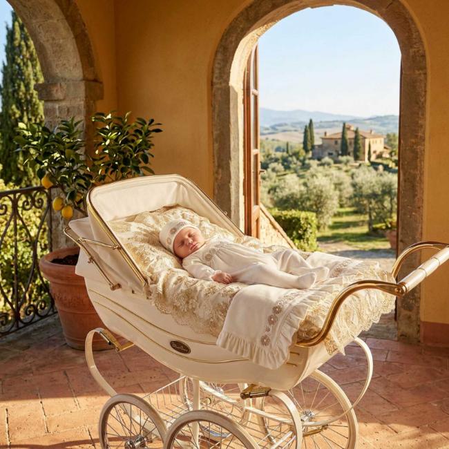 Picture of Deolinda Chic Baby Girls Linda Collection Daisy Blanket Sleepsuit & Hat Set X 3 - White Gold