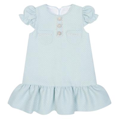 Picture of Deolinda Chic Girls Linda Drop Waisted Dress With Diamante Trims - Pale Blue