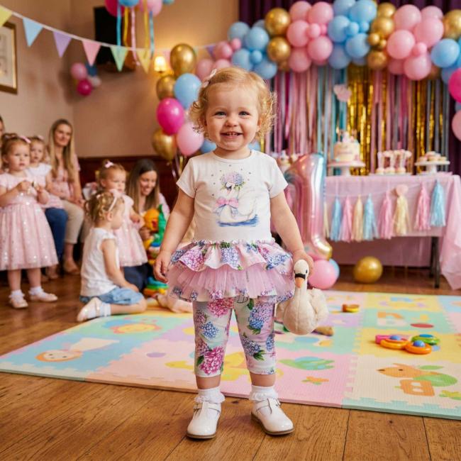 Picture of Daga Baby Girls Pastel Bloom Tunic & Leggings Set X 2 - White Blue Pink