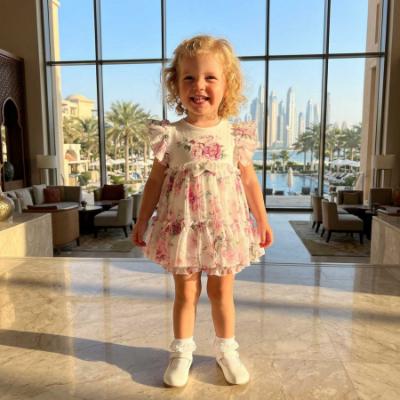 Picture of Daga Baby Girls Blush Harmony Peony Dress & Panties Set X 2 - White Pink