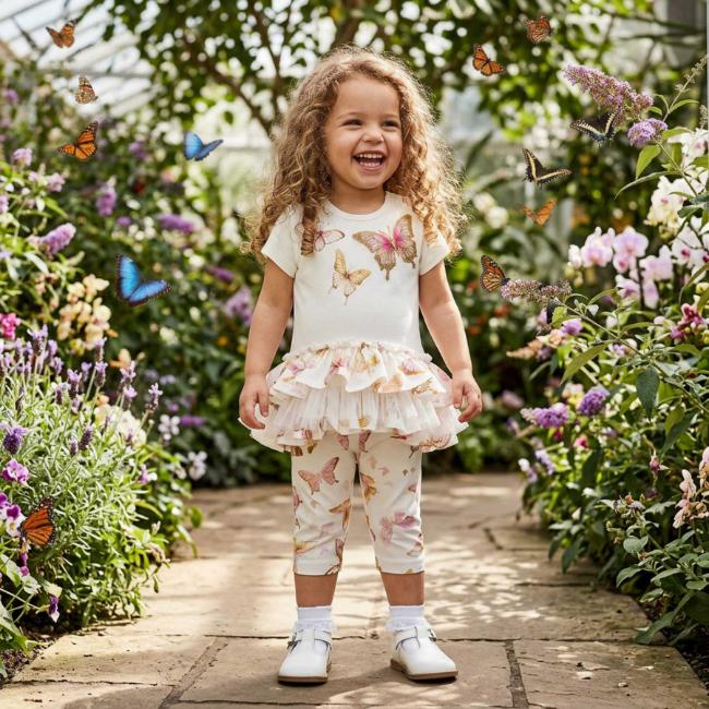 Picture of Daga Baby Girls Twinkle Flight Tunic & Leggings Set X 2 - White Beige