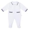 Picture of Deolinda Baby Boys Astra Front Opening Babygrow In Gift Box - White Navy