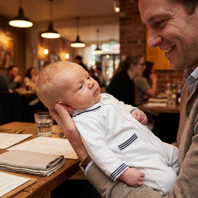 Picture of Deolinda Baby Boys Astra Front Opening Babygrow In Gift Box - White Navy