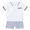 Picture of Deolinda Astra Boys Polo Top & Stripe Shorts Set X 2 - White Navy Stripe