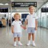 Picture of Deolinda Astra Boys Polo Top & Stripe Shorts Set X 2 - White Navy Stripe