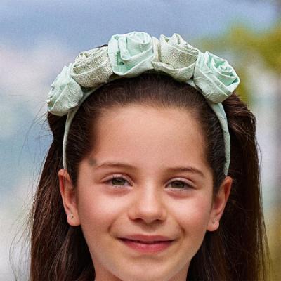 Picture of Deolinda Chic Girls Linda Roses Headband  - Mint Green