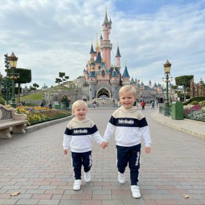 Picture of Bimbalo Boys Hooded Logo Tracksuit Set X 2 - Navy White Beige