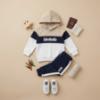 Picture of Bimbalo Boys Hooded Logo Tracksuit Set X 2 - Navy White Beige