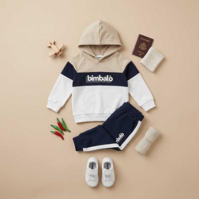 Picture of Bimbalo Boys Hooded Logo Tracksuit Set X 2 - Navy White Beige