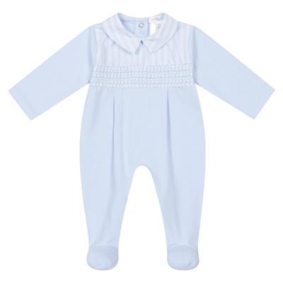 Picture of Deolinda Baby Boys California Smocked Babygrow In Gift Box - Pale Blue