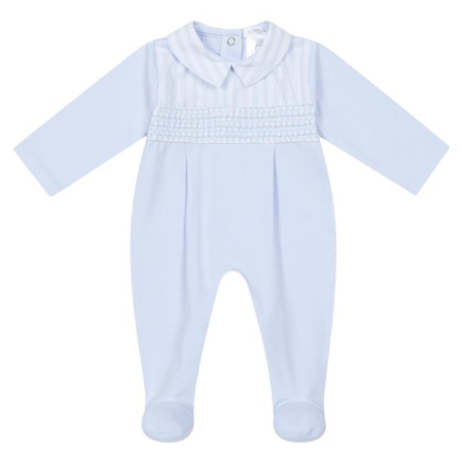 Picture of Deolinda Baby Boys California Smocked Babygrow In Gift Box - Pale Blue