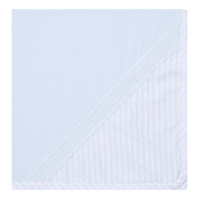 Picture of Deolinda Baby Boys California Smocked Stripe Cotton Jersey Blanket - Pale Blue