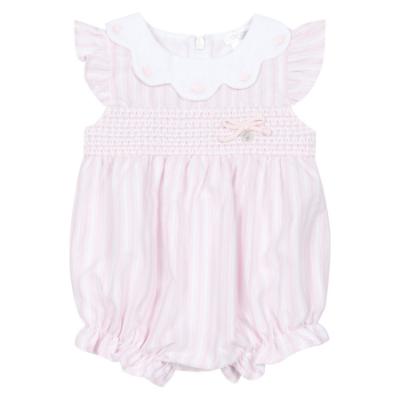 Picture of Deolinda Baby Girls California Smocked Stripe Poplin Romper - Pale Pink