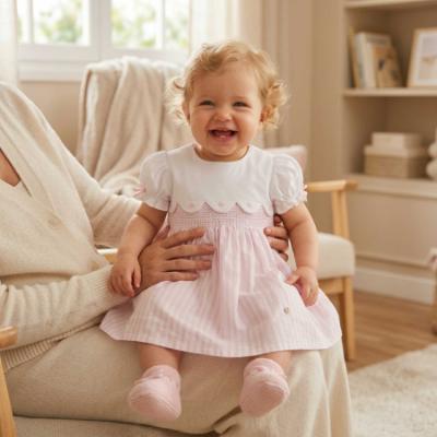 Picture of Deolinda  Girls California Smocked Stripe Dress - Pale Pink