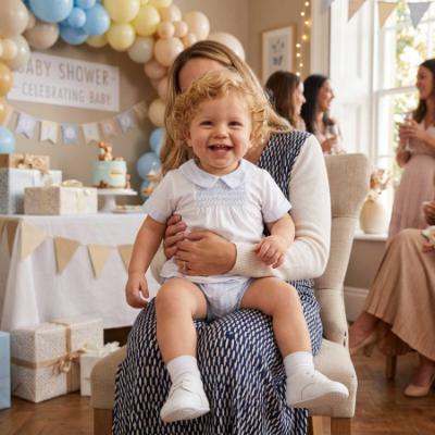 Picture of Deolinda Baby Boys California Smocked Stripe Bloomer Set X 2 - Pale Blue