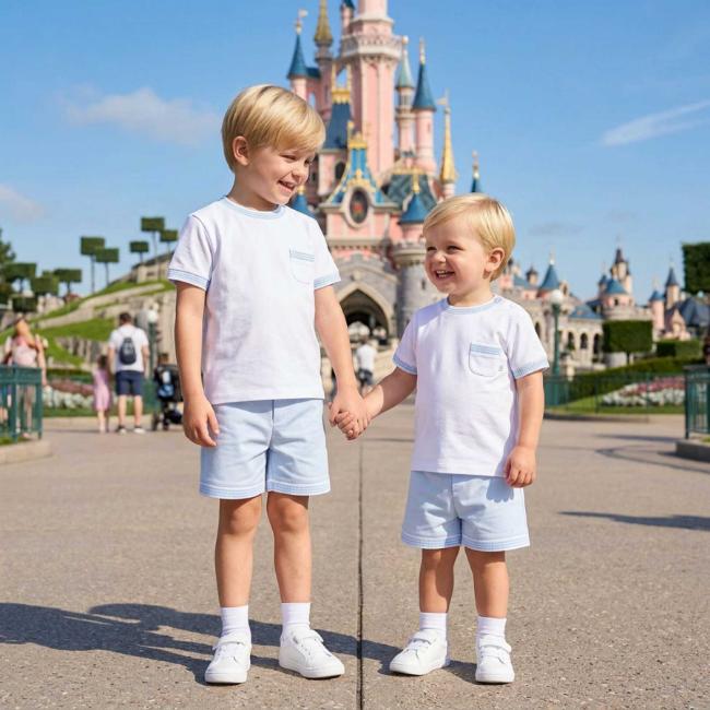 Picture of Deolinda Boys Marshmallow Collection Jersey Shorts Set X 2 - White Pale Blue