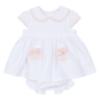 Picture of Deolinda Baby Girls Marshmallow Knit Edge Dress & Bloomers Set  - White Pink