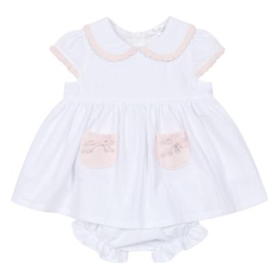 Picture of Deolinda Baby Girls Marshmallow Knit Edge Dress & Bloomers Set  - White Pink