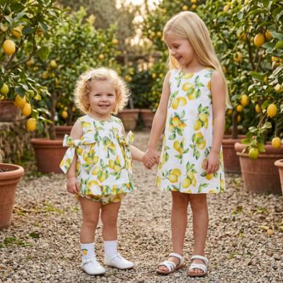 Picture of Deolinda Baby Girls Sorrento Lemon Print Bloomers Set X 2 - Ivory Lemon