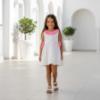 Picture of Miranda Girls Fluor Gingham Ruffle Dress - White Neon Pink