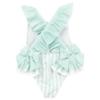 Picture of Meia Pata Girls Stripes Mint Barbados Swimsuit - Mint Green
