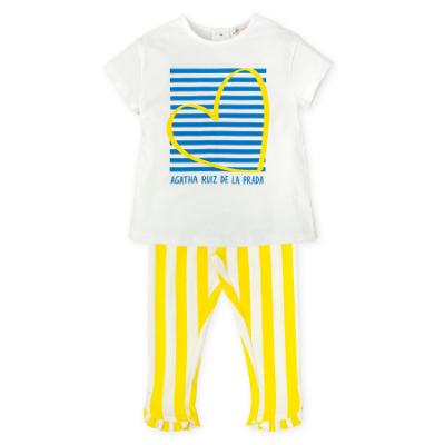 Picture of Agatha Ruiz De La Prada Collection Girls Marine T-Shirt & Legging Set X 2 - White Blue Lemon
