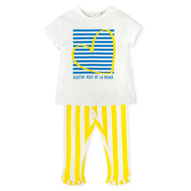 Picture of Agatha Ruiz De La Prada Collection Girls Marine T-Shirt & Legging Set X 2 - White Blue Lemon