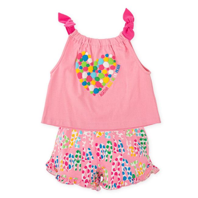 Picture of Agatha Ruiz De La Prada Collection Girls Dots T-Shirt & Shorts Set X 2 - Pink Multi