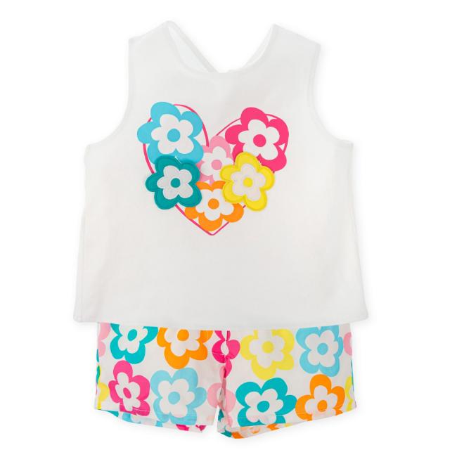Picture of Agatha Ruiz De La Prada Collection Girls Floral T-Shirt & Shorts Set X 2 - White Multi