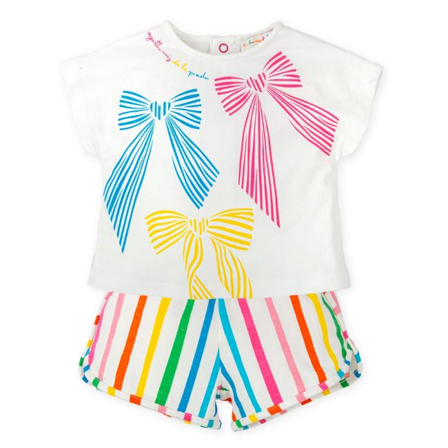 Picture of Agatha Ruiz De La Prada Collection Girls Bows T-Shirt & Shorts Set X 2 - White Multi