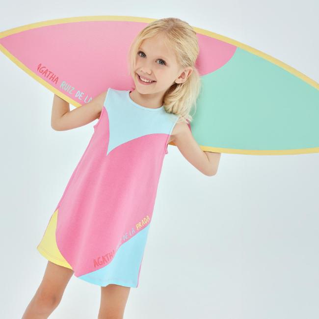 Picture of Agatha Ruiz De La Prada Collection Girls Heart Dress - Fuchsia Turquoise