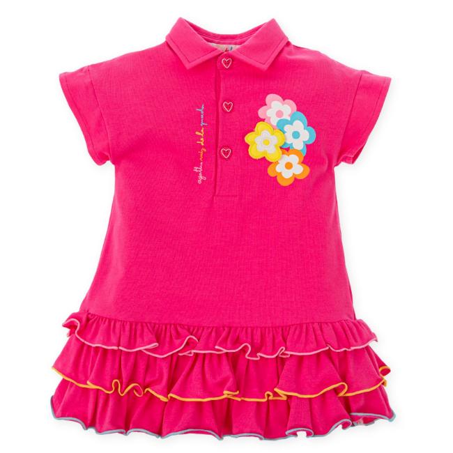 Picture of Agatha Ruiz De La Prada Collection Girls Flowers Ruffle Dress - Fuchsia
