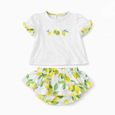 Picture of Deolinda Baby Girls Sorrento Lemon Print Skirted Jam Pant Set X 2 - Ivory Lemon