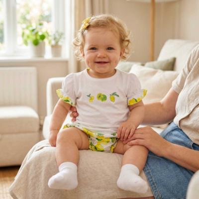 Picture of Deolinda Baby Girls Sorrento Lemon Print Skirted Jam Pant Set X 2 - Ivory Lemon
