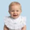 Picture of Sarah Louise Baby Embroidered Smocked Ruffle Bib - White Blue
