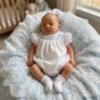 Picture of Sarah Louise Baby Embroidered Puff Sleeve Bubble - White Blue