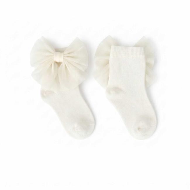 Picture of Caramelo Kids Girls Tulle Bow Ankle Socks - Ivory Ivory